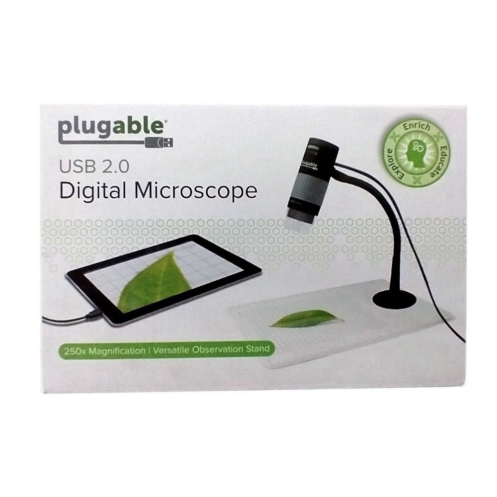Plugable USB Digital Magnifier Microscope Camera w/‎ Stand Flexible Arm (250x)
